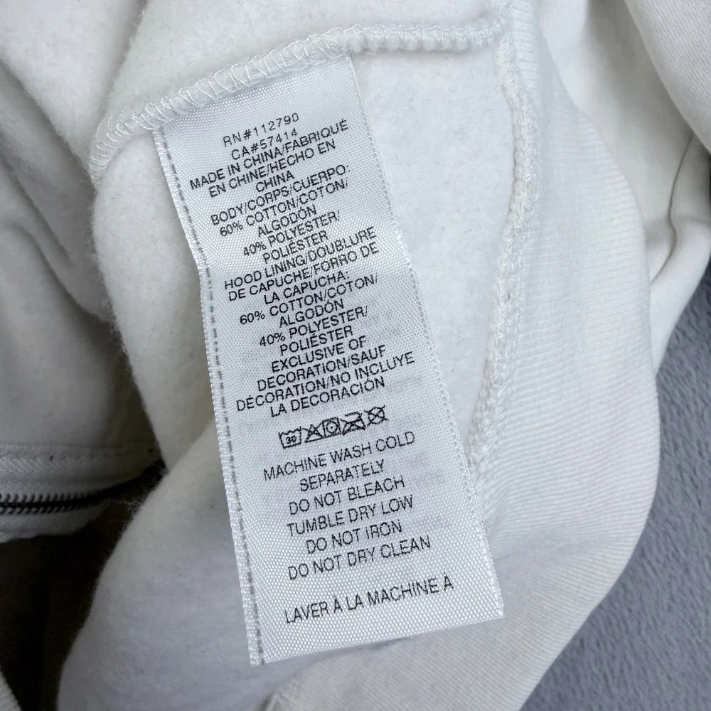 True Religion Patch Big T Zip Hoodie Off White Multi Logo World Tour Small